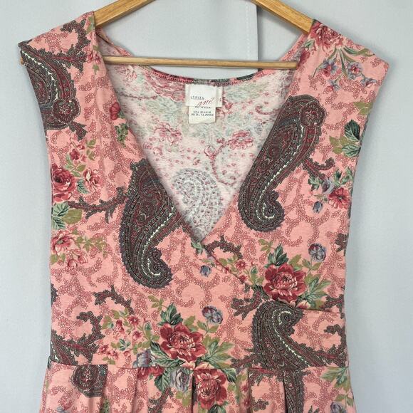 Vintage Jumpsuit Size Medium Large Pink Paisley Lounge Stretch Comfort Retro 90s - Picture 3 of 13